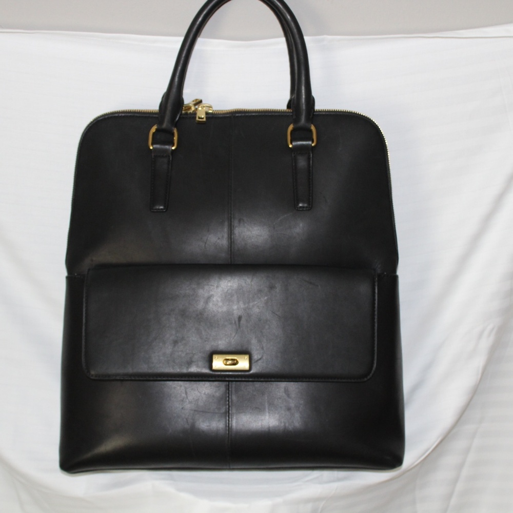 J.Crew Black Leather Tote Handbag